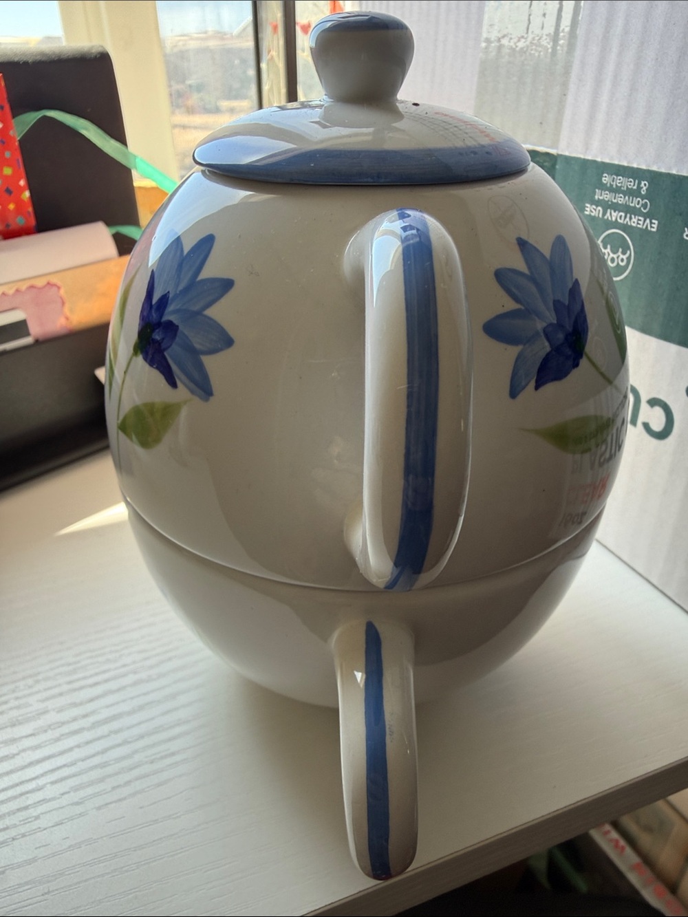 Verona Blue Floral Ceramic Tea for One Set - Picture 2 of 8